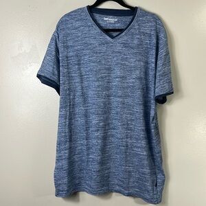 Lee Premium Blue/white print V-neck short sleeve Tee shirt men’s 2XL